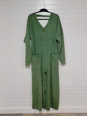 Free People FP Movement Jumpsuit Long Sleeve Green Medium Boho Slouchy Comfy